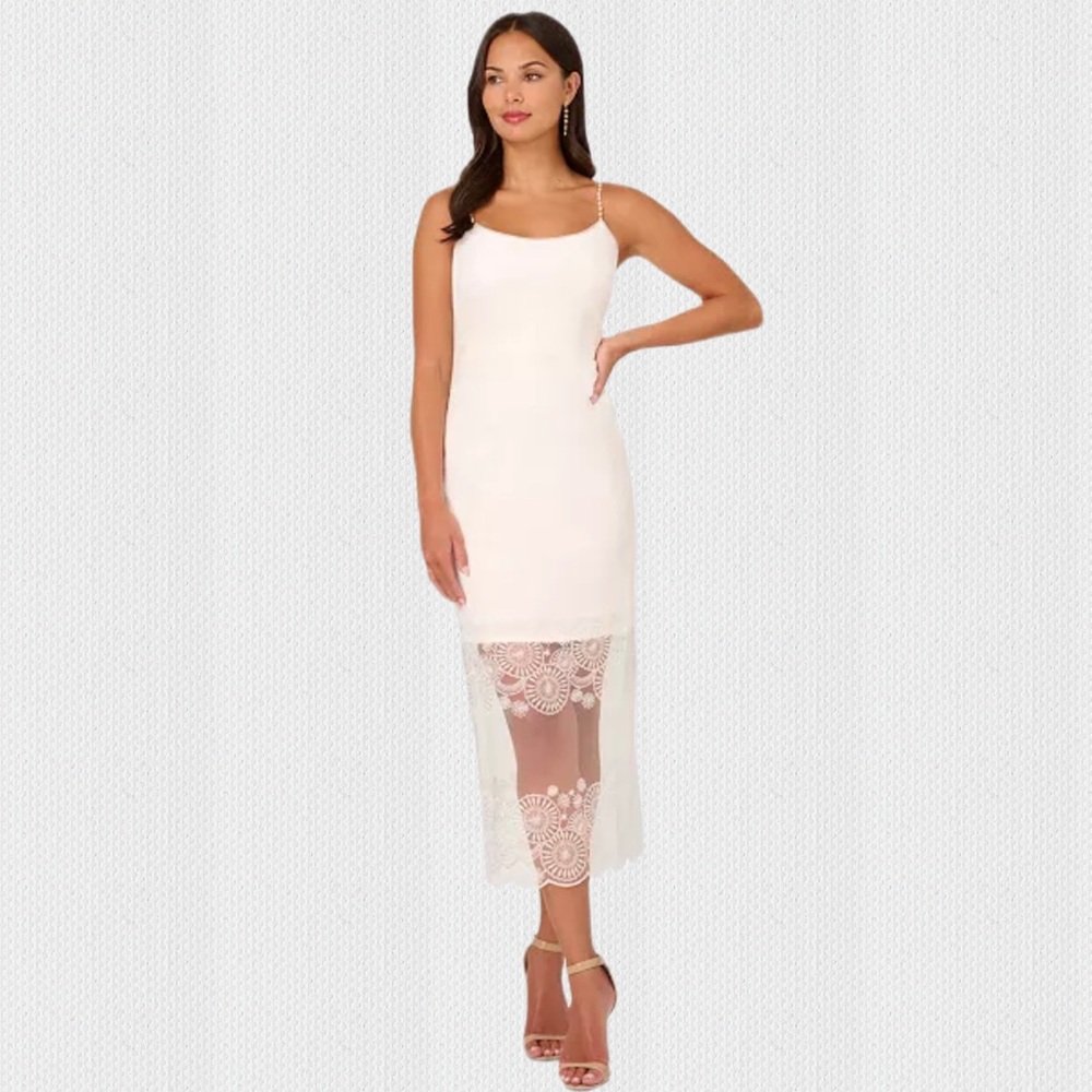 NWT Adrianna Papell Embroidered Beaded-Strap Sheath Dress‎ Sz 8